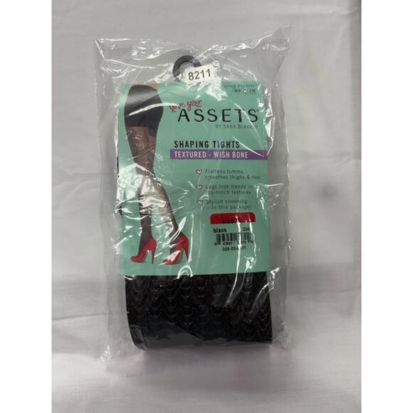 NEW ASSETS by Sara Blakely Wishbone Textured Shaping Tights #2049 Black Size 1 - Picture 3 of 5